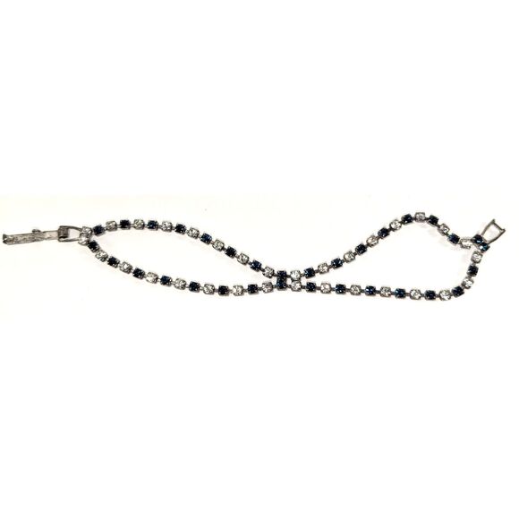 Clear and Blue Rhinestone Necklace Bracelet Set - Picture 3 of 6